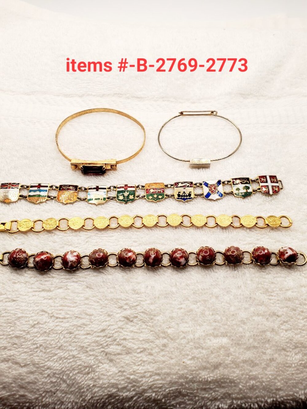5 Vintage Bracelets, items # B- 2769-2773,. wt. 67 grams.